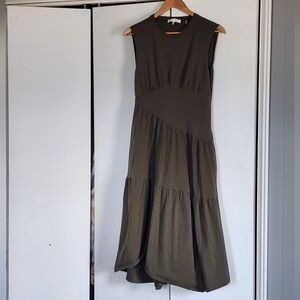 knee length dresses for ladies Alexandria Shirred Tiered Midi Dress